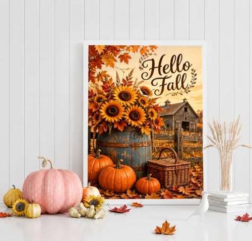 DOTSTART Rustic Fall Diamond Art Kits for Adults, Autumn Full Drill Gem Art