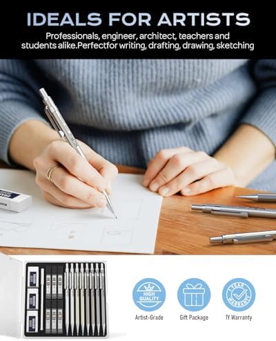 Nicpro 8 Pack 0.5mm & 0.7mm Metal Mechanical Pencil Set, MB1000