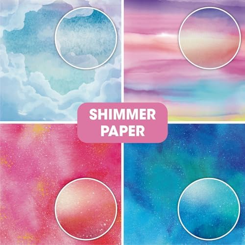 36 Sheets 6x6 Double Sided Cardstock Paper Pad - Shimmer Watercolor Pearl - 200gsm Heavyweight Decorative Scrapbook Paper for Card Making Journaling Origami Scrapbooking Supplies