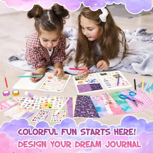QIYVLOS 2 Pack DIY Journal Kit for Girls, Journaling Diary Toys for Ages 8-13, Arts and Crafts Birthday Stationery Set Gifts for Teen Girls Ages 8 9 10 11 12 13 14 Year Old
