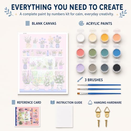 AuraDraw Flowers Paint by Numbers Kit for Adults Beginner, Flower Paint by Number Kits for Adults Canvas, Painting by Numbers Adult for Home Wall Decor(16x20inch)