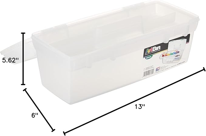 ArtBin 6937AG Essentials Lift-Out Tray Box, Portable Art & Craft Organizer with Handle and Tray, Clear/Aqua, Pack of 6