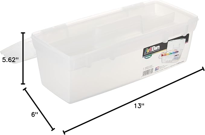 ArtBin 6937AG Essentials Lift-Out Tray Box, Portable Art & Craft Organizer with Handle and Tray, Clear/Aqua