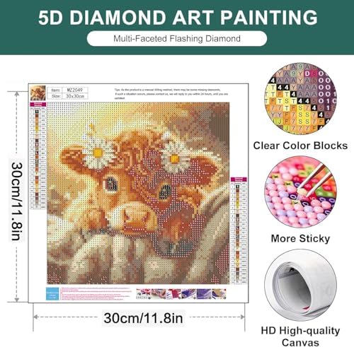 Highland Cow Diamond Art Kits for Adults,Diamond Painting Kits for Beginner