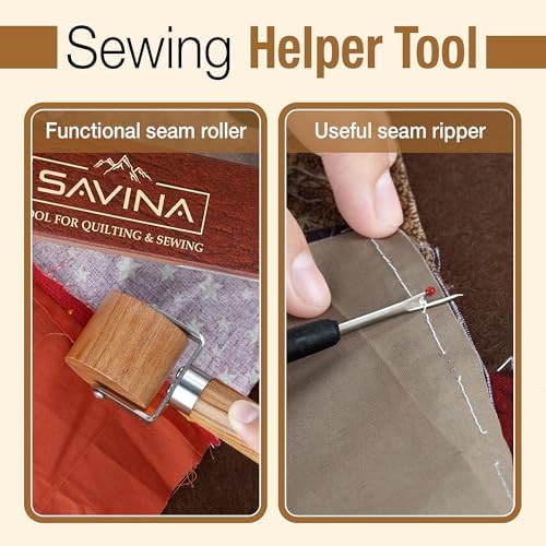 Savina Set 4 - Tailor Clapper/Seam Roller/Stiletto/Seam Rippers for Sewing - Wooden Sewing Quilting Tools