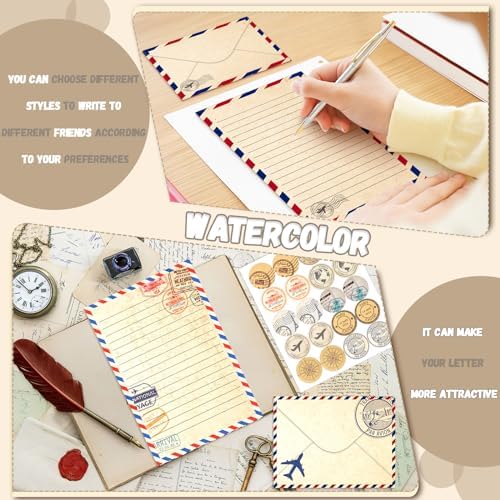 TaoBary 160 Pcs Vintage Travel Stationery Paper and Envelopes Set