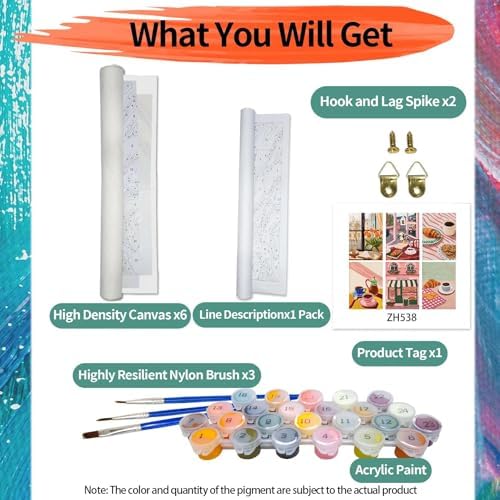 YALKIN 6 Packs Paint by Number Kits for Adults Beginners, DIY Acrylic Painting by Number Kits on Canvas Without Frame, Adults Paint by Number for Home Wall Decor Gifts 25x35CM/9.8x13.8IN