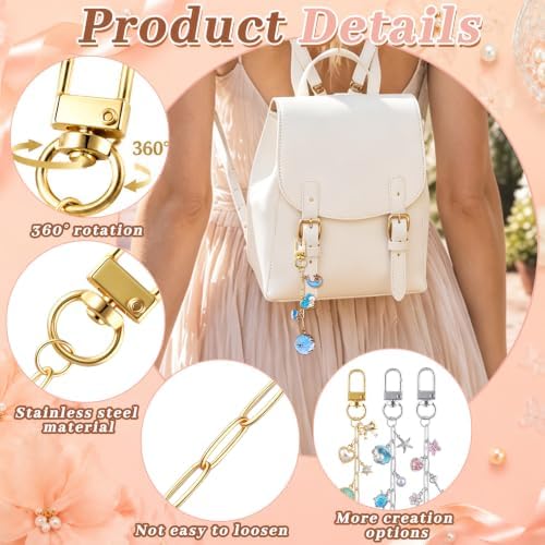 Wurosi 24pcs Paperclip Keychain Making Kit,Key Ring Swivel Snap Hook Chains