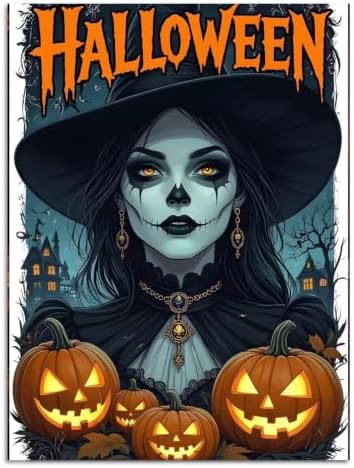 Halloween Diamond Art Kits for Adults,Witch Diamond Painting 12x16inch