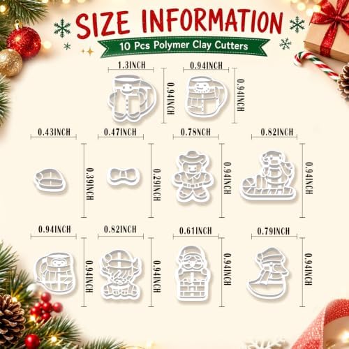 10Pcs Christmas Winter Polymer Clay Cutters Set