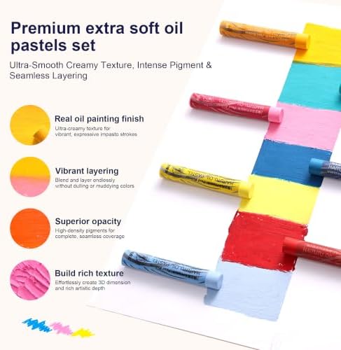 rubens 36 Colors Soft Oil Pastels, Creamy & Easy Blending