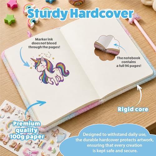 VOTUM Fuzzy Sketch Book: Personalized Artist Sketchbook: Sketching, Drawing and Creative Doodling. Notebook and Sketchbook to Draw and Journal (Cat Unicorn)