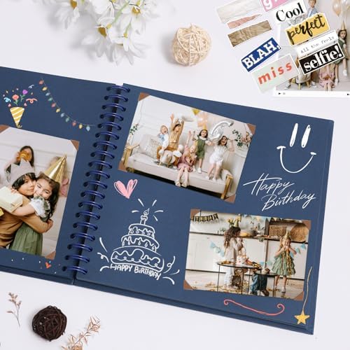 Scrapbook Album 10x10 Inches 40 Pages Hardcover Kraft Paper Blue