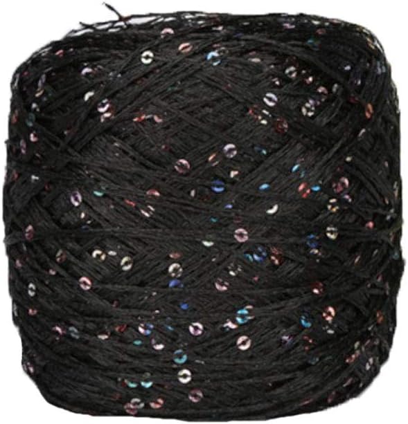Clisil Black Colorful Sequin Yarn - Sparkle, Fantasy, Lace & Lame Art Yarn - 100g