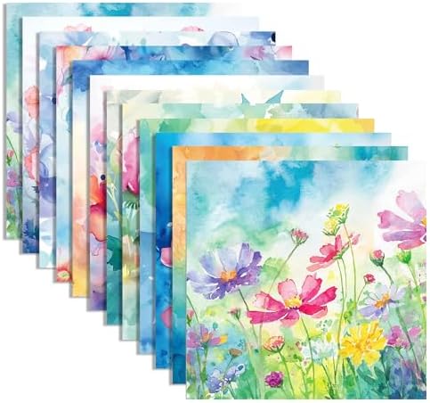 24 Sheets Floral Pattern Paper 11.8" x 11.8" Flower Scrapbook Paper Double-Sided Watercolor Flower Cardstock Craft Papers for Tie Dye Colorful DIY Card Making Kit Origami Papers Photo Album