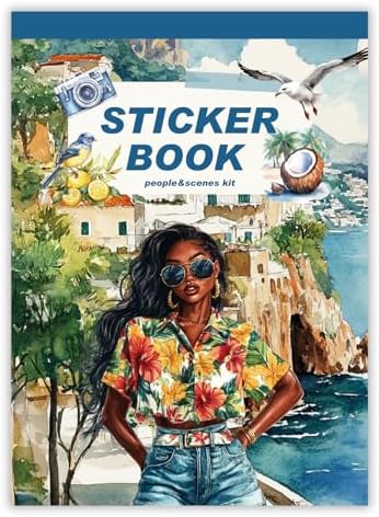 Prstincol 326Pcs Black Girl Themed Planner Stickers Book, People Stickers for Junk Journal Kit, 40 Sheet Scrapbook Supplies with Washi Tape for Planners, Bullet Journal ,Mixed Media Art
