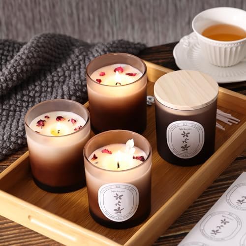 REISEN 12 Pcs 10oz Gradient Amber Candle Jars for Candle Making Kit