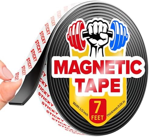 Super Sticky Magnetic Tape for DIY & Crafts, 7ft x 1/2in (2m x 1.25cm)