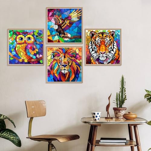 4 Pack AnimalsDiamond Art Kits for Adults, Diamond Painting for Beginner