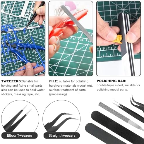 Fippy 11PCS Model Kit Tools, Gundam Model Tool Kit, Hobby Building Tools Kit for Gundam Basic Model Assembling, Building and Repairing