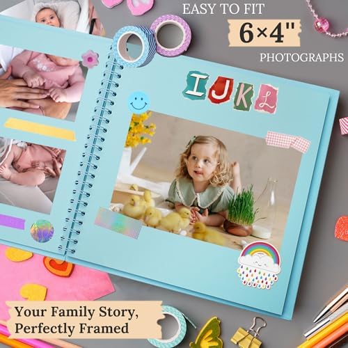 Scrapbook Photo Album 8"x8" 20 Sheets 40 Pages Hardcover Kraft Paper Blue
