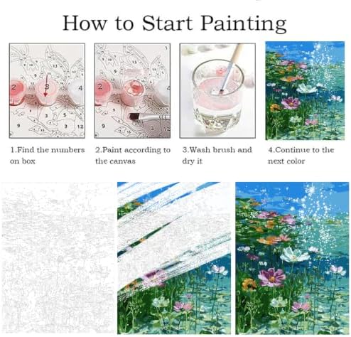 ZRIZQ Paint by Numbers Kit for Adults Beginner,Flower in Water,16x20