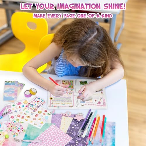 QIYVLOS 2 Pack DIY Journal Kit for Girls, Journaling Diary Toys for Ages 8-13, Arts and Crafts Birthday Stationery Set Gifts for Teen Girls Ages 8 9 10 11 12 13 14 Year Old