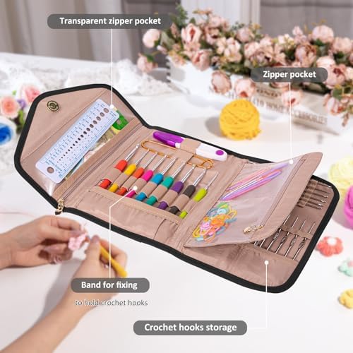 MYBAGZING Crochet Hook Case - Foldable Organizer - Knitting & Crochet Supplies Holder