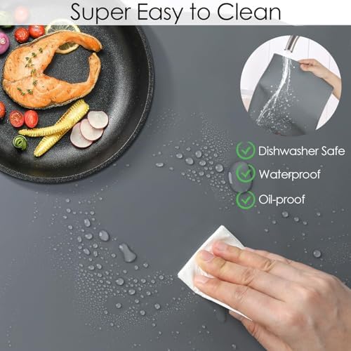 Extra Large Silicone Mat for Kitchen Counter, 31.5x16.9 Inch Heat Resistant Mat Countertop Protector, Non-Stick and Thick Silicone Pad Silicone Baking Mat for Dough and Pastry, Dark Gray