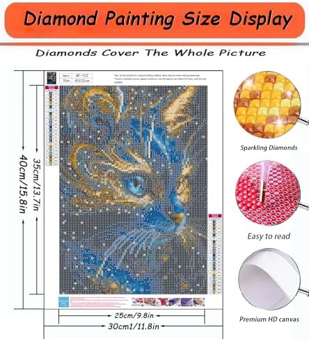 APTDYIGL 5D Black Cat Diamond Painting Kits for Adults Beginner 12X16inch