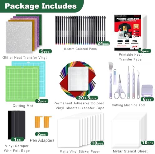 Convend The Ultimate Accessories Bundle for Maker and All Explore Air | The Starter Kit with Deluxe gift packaging,Weeding Tools,Glitter Vinyl,Permanent Vinyl,Transfer Paper for Crafting Projects