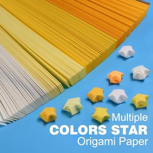 FoDau770 Solid Color Star Paper Strips - 1080 Sheet, Yellow Series