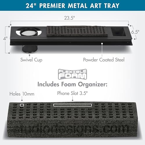 SD STUDIO DESIGNS Modern Premier Metal Tray for Art/Craft Table, 24 Inch, Black