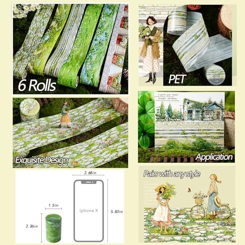 PET Tape Stickers for Scrapbooking Supplies,Nature Landscape Scrapbook Stickers