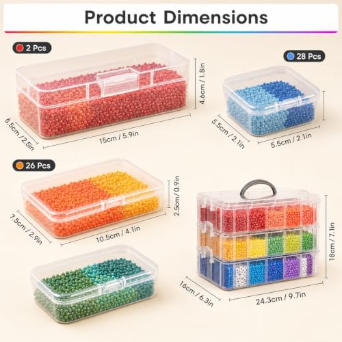 Bead Storage Organizer, 56 Containers, 3-Tier Stackable Case
