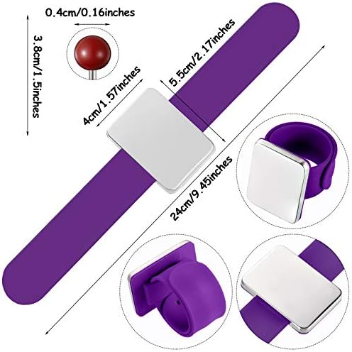 WILLBOND Magnetic Wrist Sewing Pincushion with 100 Pcs 1.5" Pins, Purple