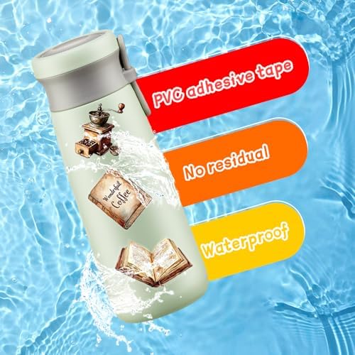50Pcs Vintage Stickers,Waterproof Transparent PET Aesthetic Decorative Sticker Scrapbooking Supplies for Adult Card Making Letters Planner Journaling Junk Journal DIY Water Bottles Art Craft.Coffee