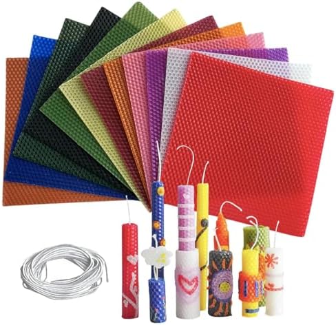 12 Colors Beeswax Sheets for Rolling Candle 8" X 8" Beeswax Sheets for Candle Making Beeswax Candle Making Kit Candle Making Kit Candle Rolling Kit DIY Candle Maker Candle Starter Kit (24Pcs)