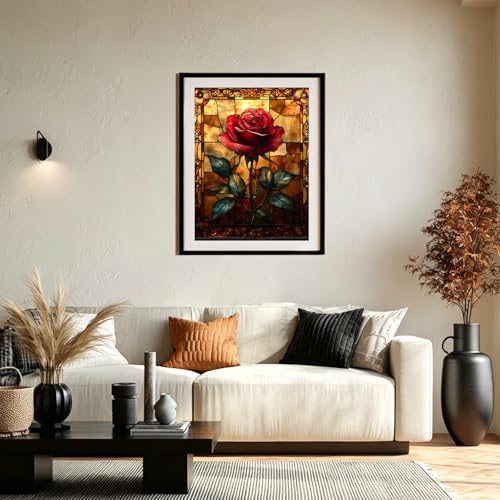 XTCIXAL Diamond Art Kits for Adults, Rose Diamond Painting, 12x16 Inch