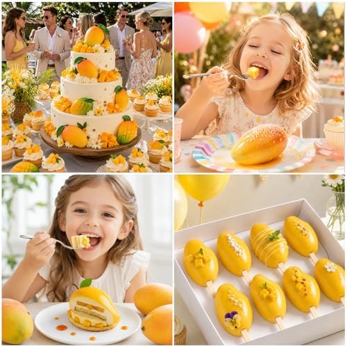 3D Mango Cake Molds Mango Silicone Mold Mangos Candy Mould Fruit Pastry Molds for Baking Chocolate Pudding Ice Cream Jelly Candy Pastry Bakeware Dessert Jelly Candle Soap Mousse Cake
