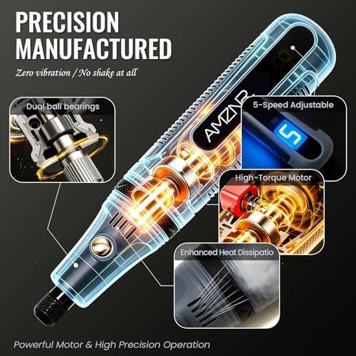 Electric Engraving Pen AMZNR Cordless Mini Engraver Etcher with 82 Accessories, Rechargeable Rotary Tool Engraving Kit for Metal Wood Glass Plastic, Jewelry Making Etching Carving Handheld Micro Drill