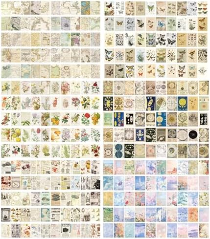 6 Sets 300 Pcs Washi Stickers Set Vintage Aesthetic Sticker Book for Journaling Decorative Scrapbook Floral Paper Sticker Kit for Scrapbooking, Bullet Journal, Art Craft Gifts, Notebook Making