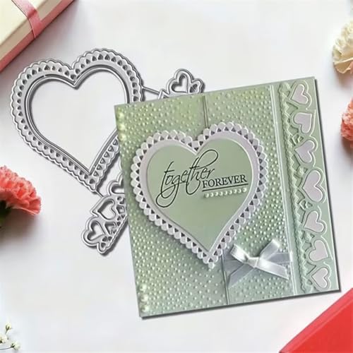 Cutting Dies Metal Stencils Scrapbooking Tools DIY Embossing Template for Paper Card Making Album Arts Crafts Supplies (Love Heart Border-10.2x12cm)