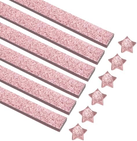 MECCANIXITY 360 Sheets Origami Paper Glitter Stars Papers Rose Gold Fold Paper for Beginner Arts Crafts Projects,0.4 x 9.3 Inch