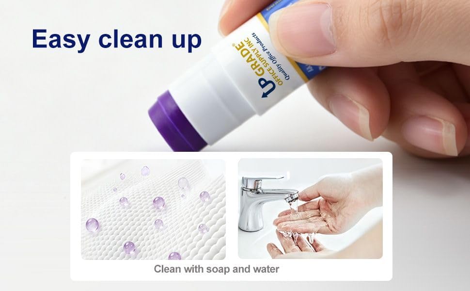 Upgrade Office Supply Glue Sticks, 6g, 12 Count, Purple Goes On Dries Clear