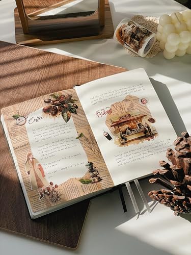 WT Caffeine Canvas Wide PET Tape, Single Roll, Original Designs, Watercolor Vintage Cafe Decorative Transparent Tape, Journal Scrapbook Bujo Planner DIY Craft Supplies, Coffee Theme