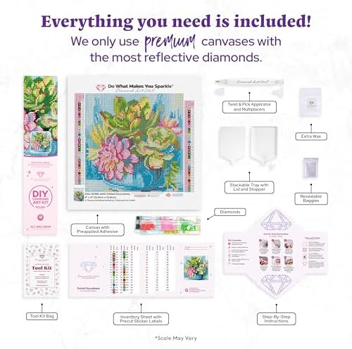 DIAMOND ART CLUB Potted Succulents Diamond Art Kits for Adults