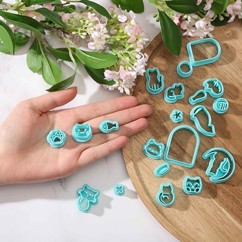 beinkmake 20Pcs Cats Polymer Clay Cutters Moon Kitten Clay Earrings Cutters