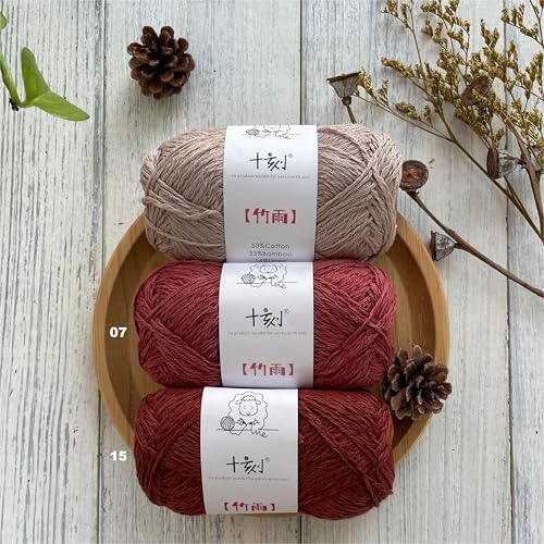 Cotton, Bamboo,Linen Blended Yarn 2 Skeins 50g/1.76oz- 07 Clay