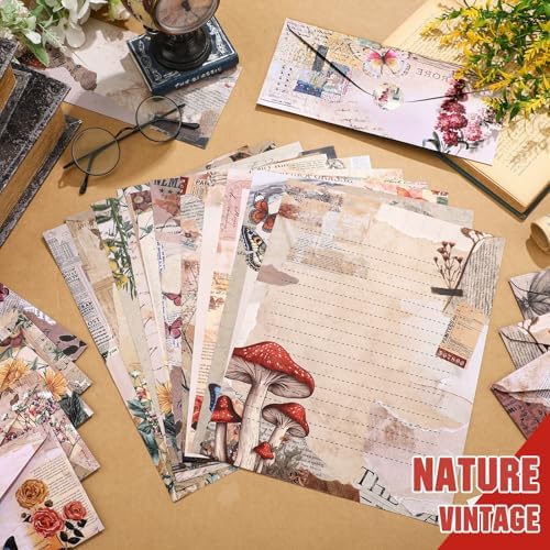 TaoBary 160 Pcs Nature Vintage Stationery Paper and Envelopes Set